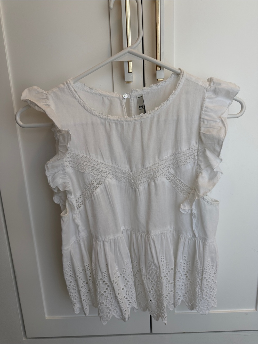 White Ruffled Eyelet Summer Top